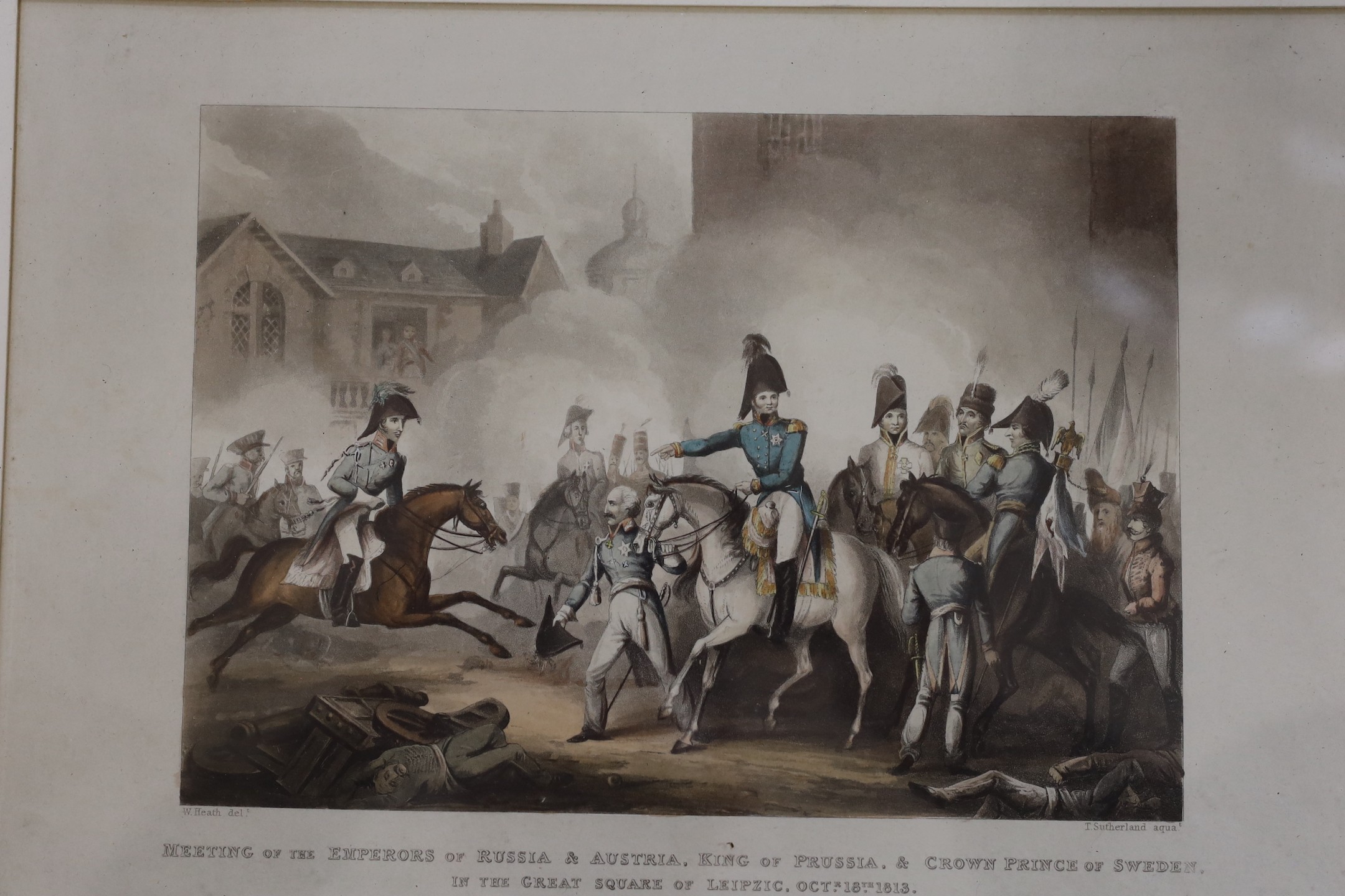 W Heath & T Sutherland, a set of five Napoleonic wars aquatints